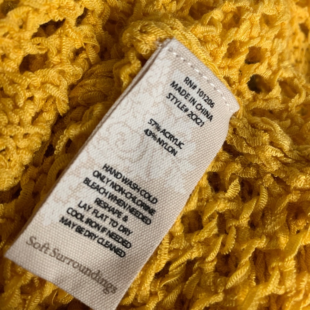 Soft Surroundings Crochet Yellow Sweater Sz Small - Picture 3 of 3